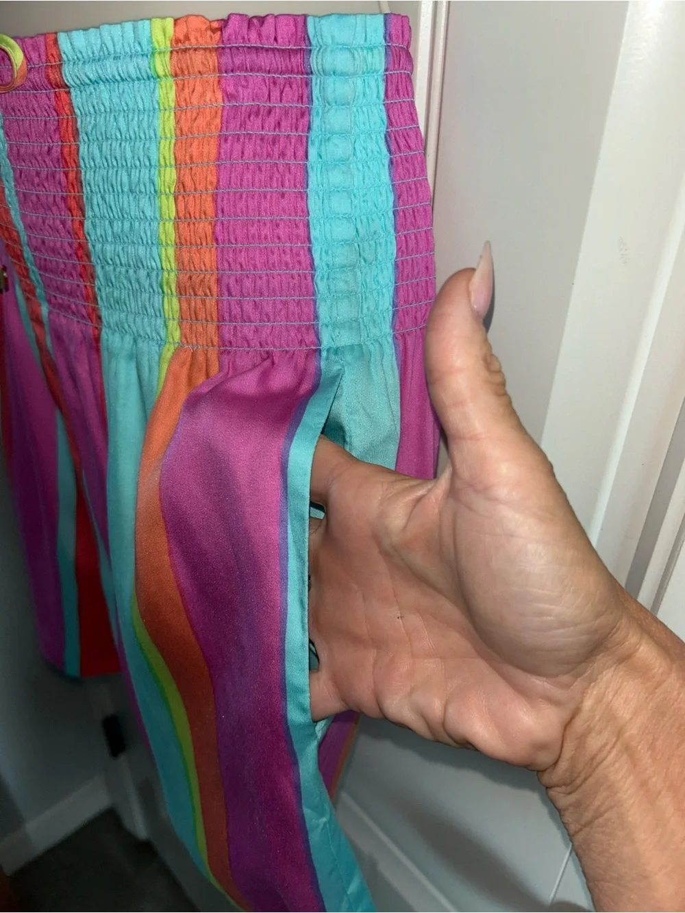 NWT Trina Turk Multi-Color Striped Smocked Shorts Sz 6